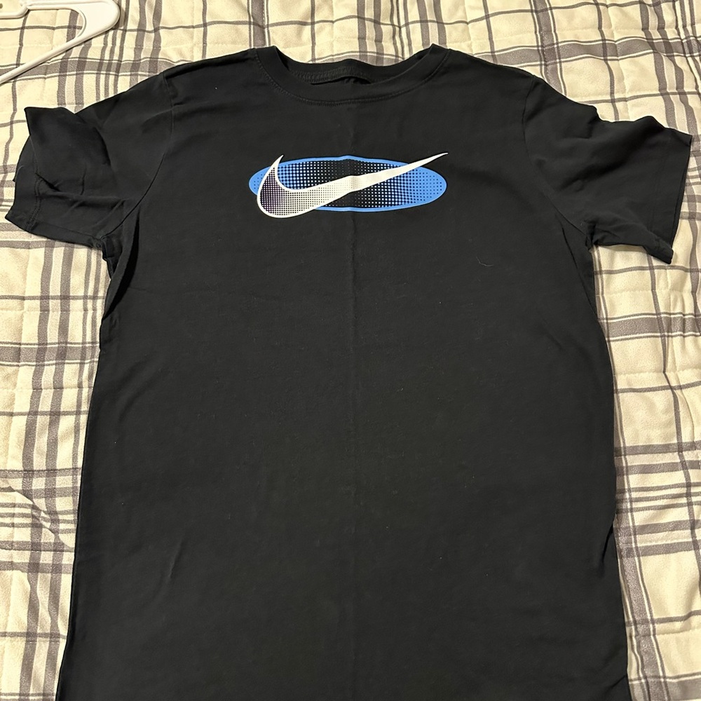 Nike Black and Blue Swoosh Short Sleeve Tee